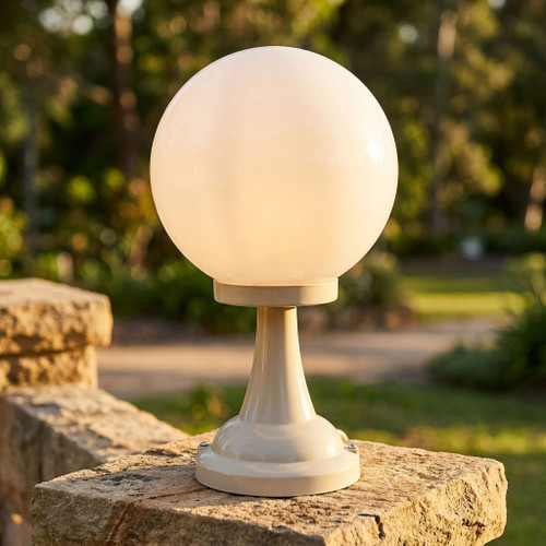 Contemporary 25cm Sphere Pillar Mount Beige Finish E27 Made In Italy