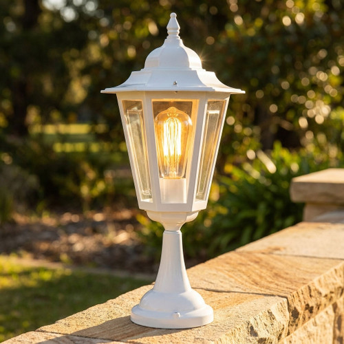 Colonial Large Pillar Mount White Finish B22 Made In Italy
