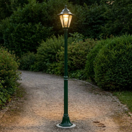 Colonial Single Head Medium Post Light - Green Finish B22 Made In Italy