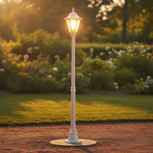 Colonial Single Head Medium Post Light - Beige Finish B22 Made In Italy
