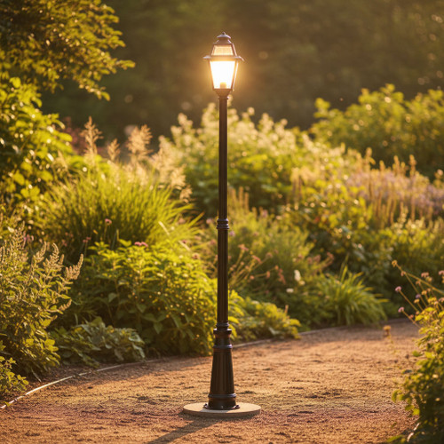 Neoclassic Single Head Tall Post Light - Black Finish B22 Made In Italy