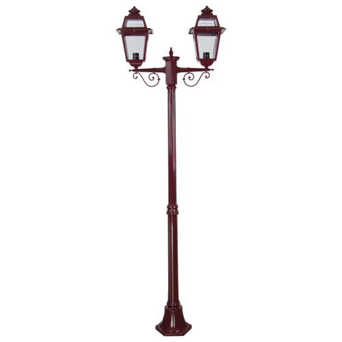 Avignon Twin Head Medium Post Light - Burgundy Finish / B22