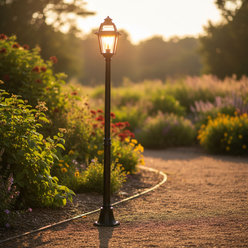 Neoclassic Single Head Medium Post Light - Black B22 Made In Italy