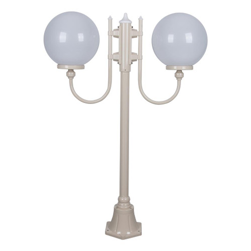 Lisbon Twin 30cm Spheres Curved Arms Short Post Light - Beige Finish / E27