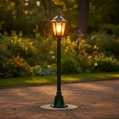 Baroque Single Head Short Post Light - Green Finish B22 Made In Italy