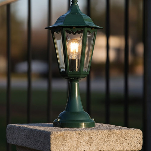 Baroque Pillar Mount Green Finish B22 Made In Italy