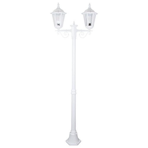 Chester Twin Head Medium Post Light - White Finish / B22