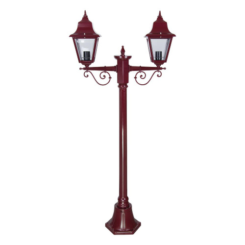 Paris Twin Head Short Post Light - Burgundy Finish / B22