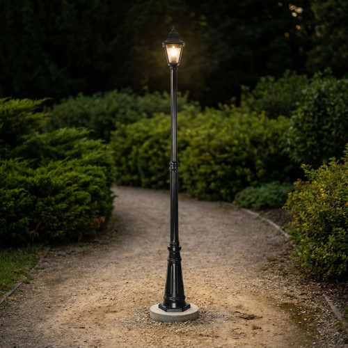 Victorian Single Head Tall Post Light - Black Finish B22 Made In Italy