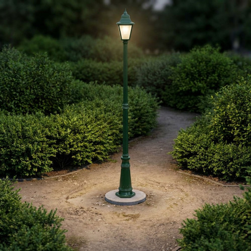 Victorian Single Head Tall Post Light - Green Finish B22 Made In Italy