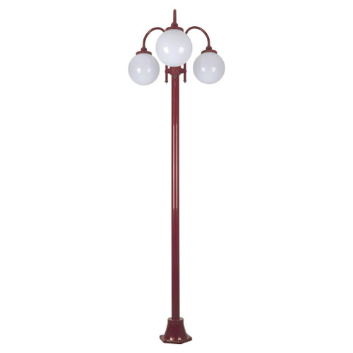 Lisbon Triple Sphere Curved Arms Plain Post - Burgundy Finish / E27