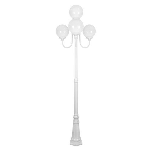 Lisbon Four 25cm Spheres Curved Arms Tall Post Light - White Finish / E27