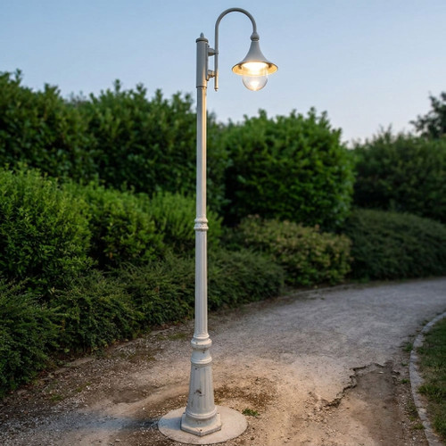 Industrial Single Head Tall Post - Beige Finish E27 Made In Italy