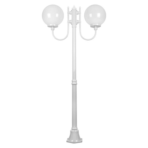 Lisbon Twin 30cm Sphere Curved Arms Medium Post Light - White Finish / E27