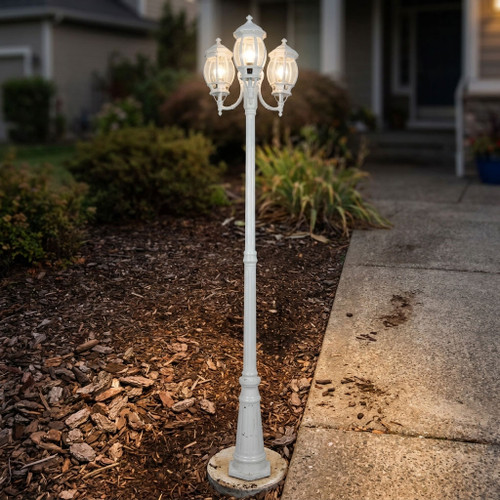 Period 3 Head Curved Arm Tall Post - White Finish B22 Made In Italy