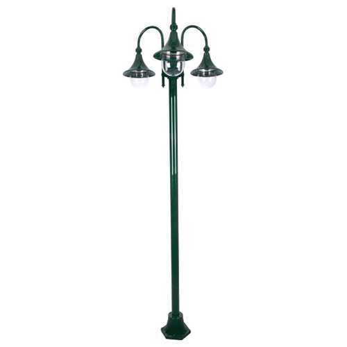 Monaco Triple Head Tall Plain Post - Green Finish / E27