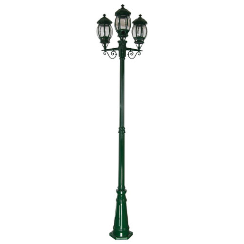 Vienna Triple Head Tall Post - Green Finish / B22