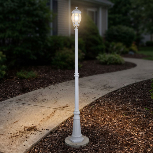 Period Single Head Tall Post Light - White Finish B22 Made In Italy