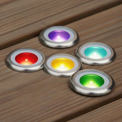 RGB Deck Light Kit 5 x 12V Marine Grade 316 Stainless Steel 3W IP67 3cm