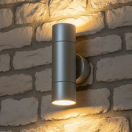 Marine Grade Vandal Resistant Up Down Light 240V Aluminium GU10 6W IP54 IK08 21cm