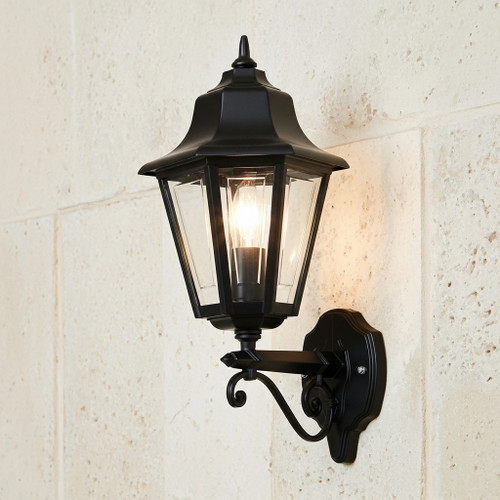 Victorian Upward Wall Light Black Finish / B22