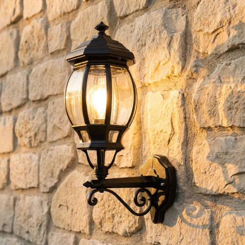Period Upward Wall Light Black Finish / B22