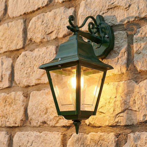 Victorian Downward Wall Light Green Finish / B22