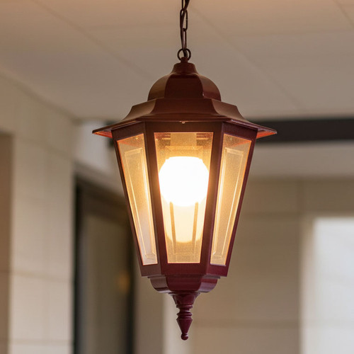 Colonial Large Pendant Light Burgundy Finish B22