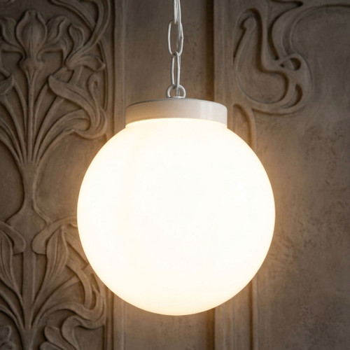 Contemporary 20cm Sphere Pendant White Finish E27