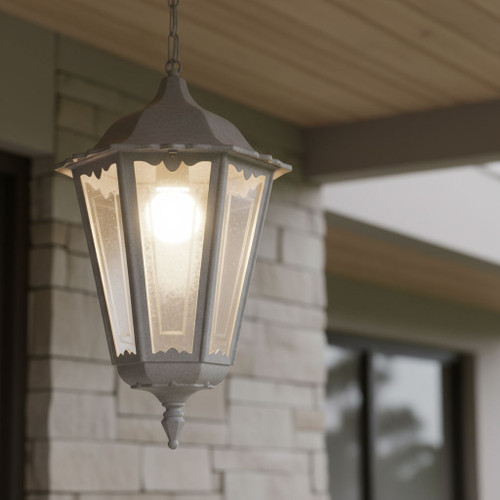 Baroque Large Pendant Light White Finish B22