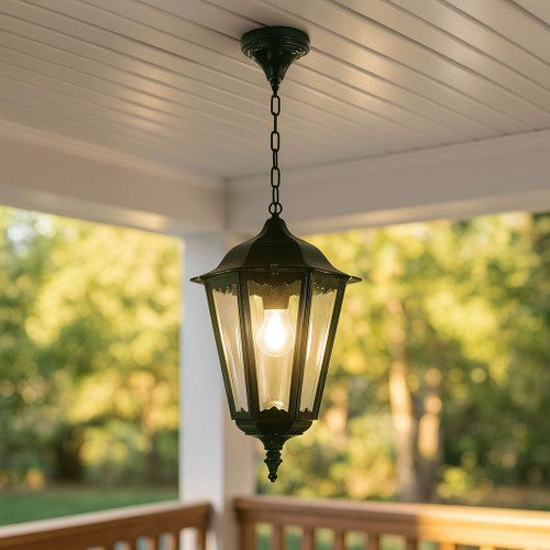 Baroque Large Pendant Light Green Finish B22