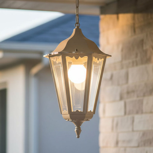 Baroque Large Pendant Light Beige Finish B22