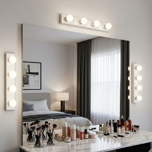 White Vanity Light 4 globes B15 45cm Hollywood