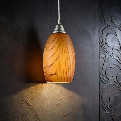 Modern Pendant Light, Brown Handcrafted Glass, Variable Suspension