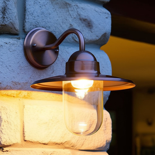 Contemporary Outdoor Wall Light Copper Finish