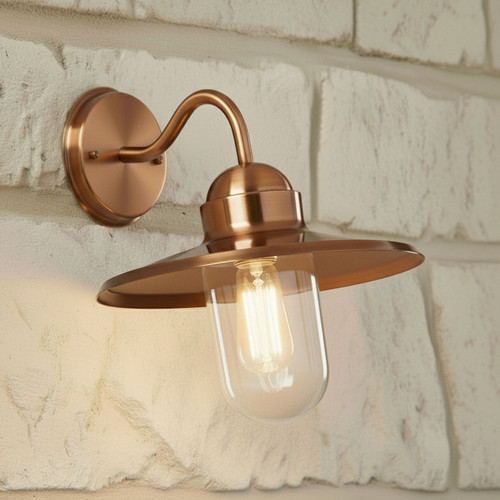 Contemporary Outdoor Wall Light Copper Finish