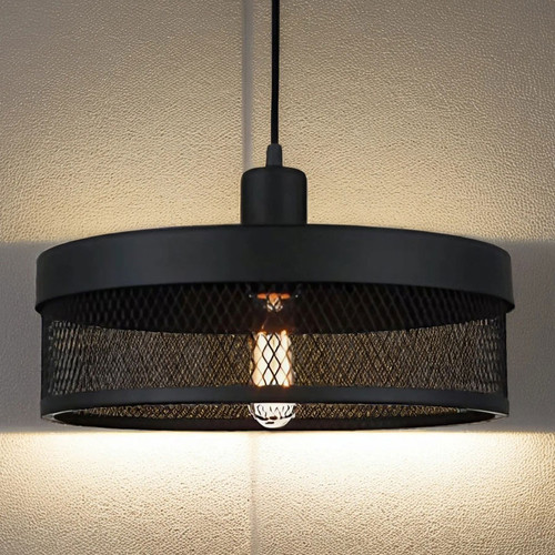Drum Pendant Mesh 36cm Black