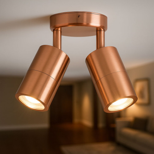 Double Adjustable Spot Lights GU10 240V Copper