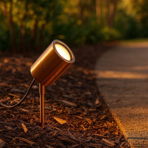 Solid Copper Adjustable 12V Spike Light MR16