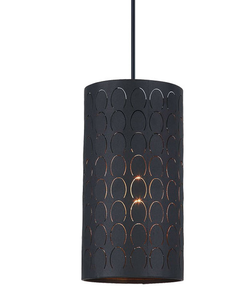 Drum Pendant Black Embossed Oblong