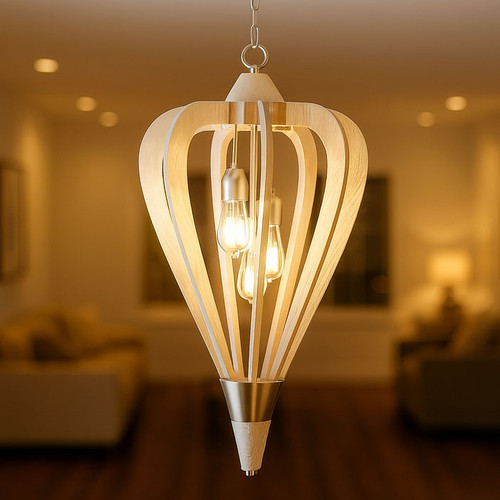 Timber Pendant Winter Moss Wood 80cm
