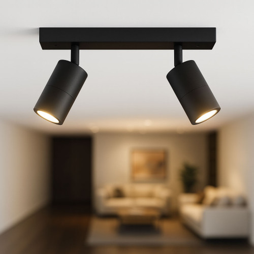 2 Light Spotlight GU10 Spotlights IP44 Black C200