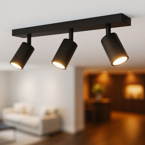 Ceiling Lights 3 Adjustable GU10 Spotlights IP44 Black C300