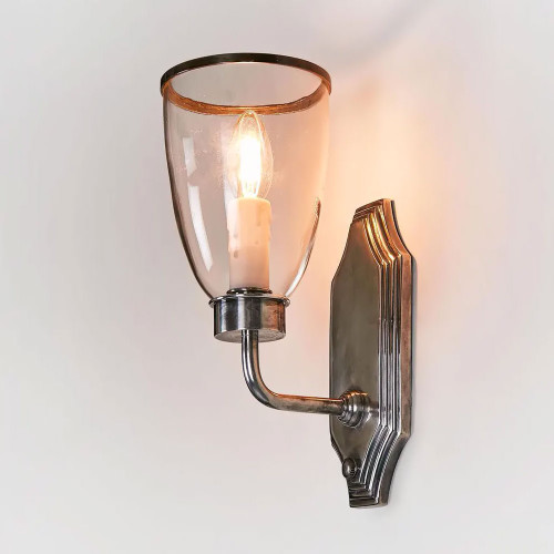 Wall Light Silver with Glass Shade WST