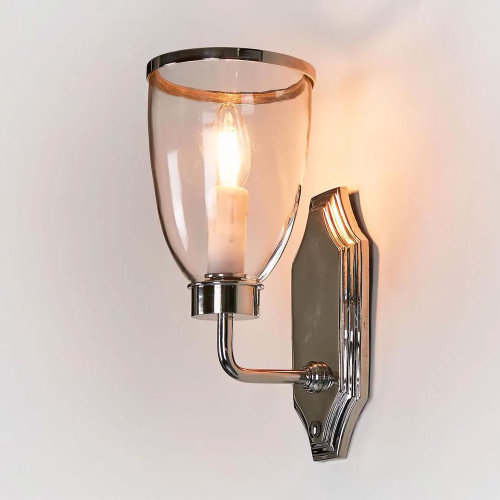 Wall Light Nickel with Glass Shade WST