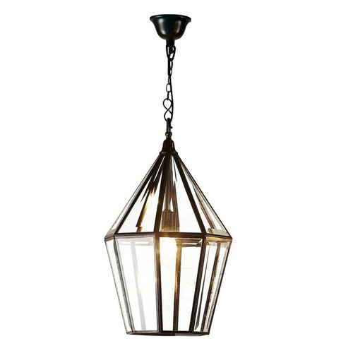 Glass Lantern In Black BLM