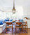 Satin Brass Pendant Hanging Wood Accent 517mm 60W