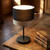 Black and Timber Table Lamp Chic Drum E27 470mm 72W
