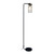 Black Floor Lamp With Glass and Aged Brass Accents