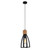 Cage Timber Pendant Light Black Iron Wood, Adjustable Cord